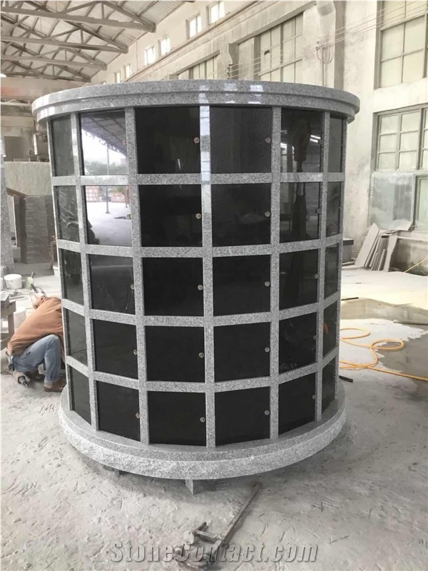 China Gray and Black Round Columbarium 80 Niches