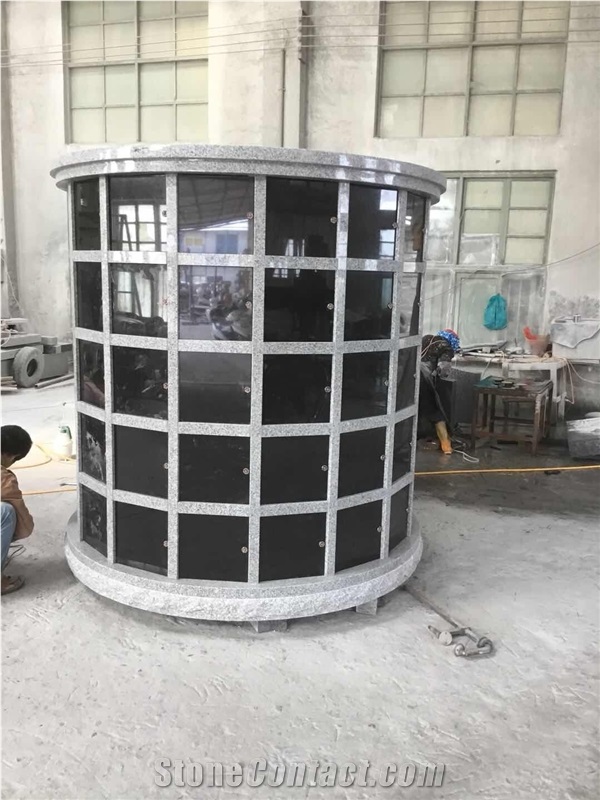 China Gray and Black Round Columbarium 80 Niches