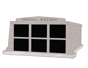 Mausoluem 6 Crypts Grey and Black Granite Shutters
