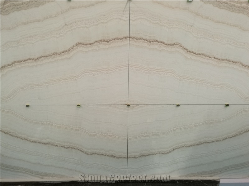 White Wooden Vein Onyx Slabs Book Matched Interior