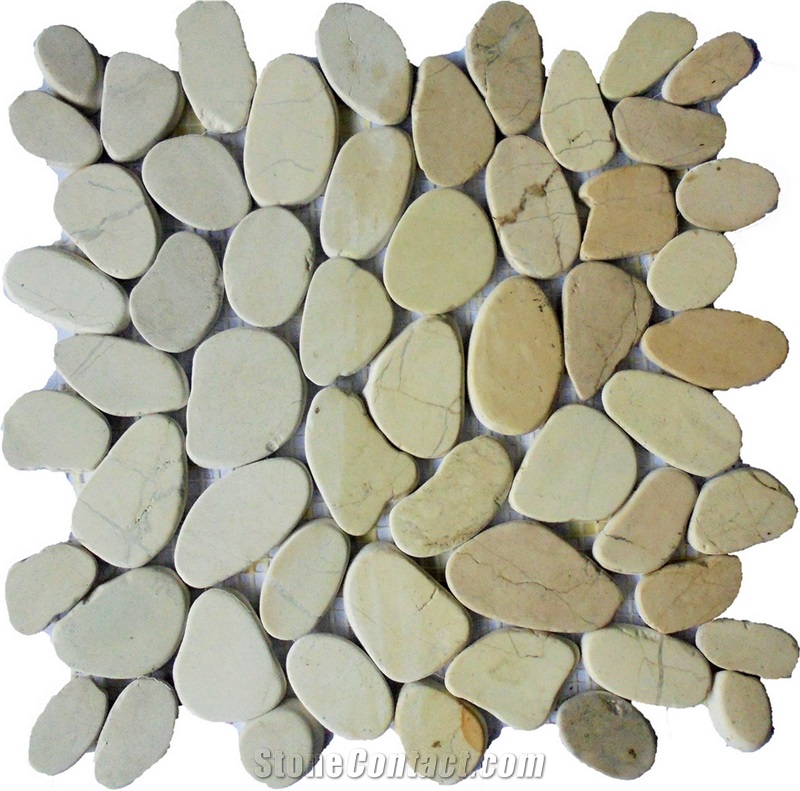 Slice White Pebble Mosaic Tile Inter. 30 X 30