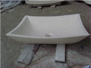 Cream Marfil Marble Wash Basins, Marble Sinks