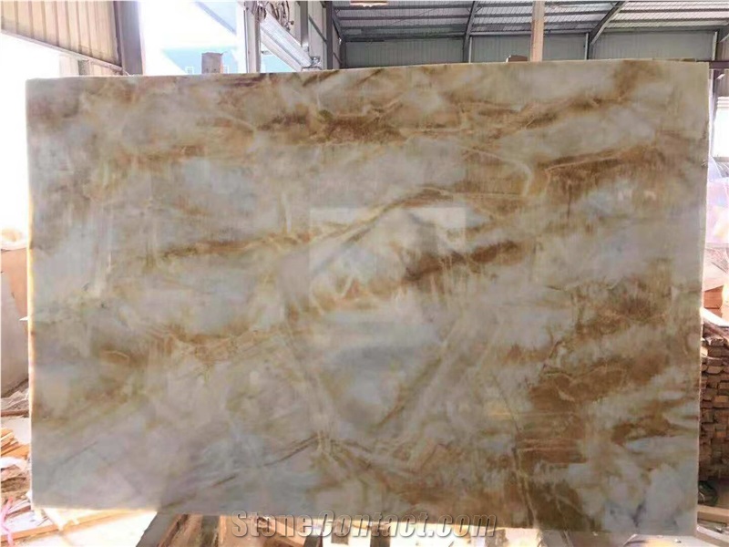 Golden Vein Onyx Backlight Book Match