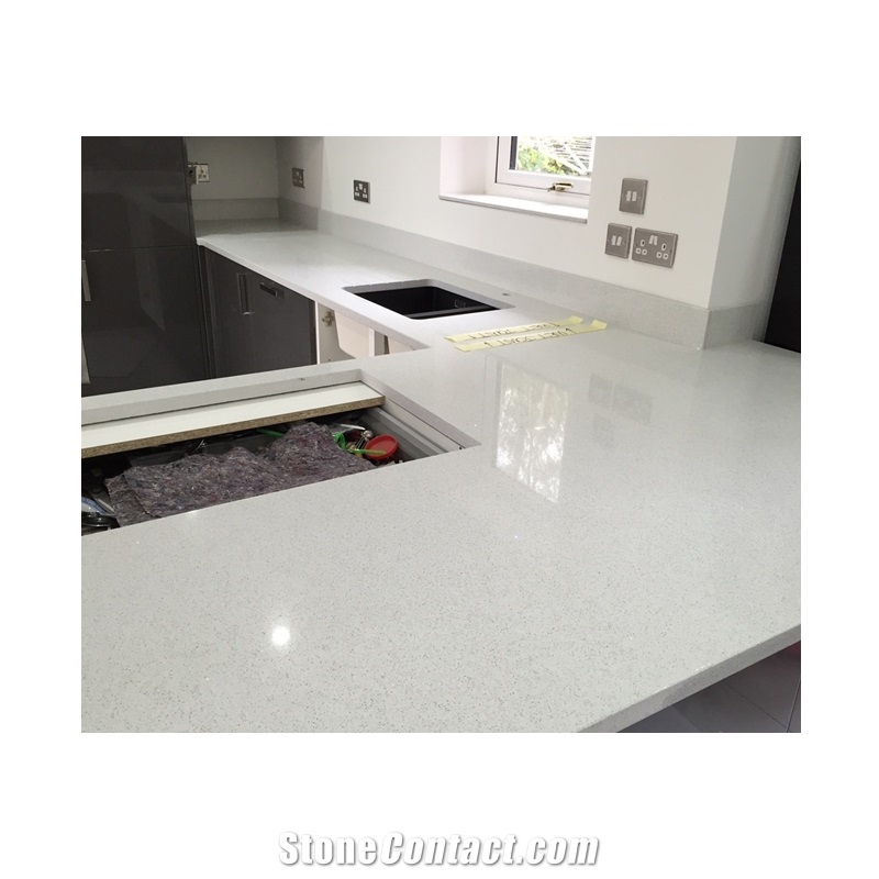 China Sparkle White Crystal Quartz Countertop