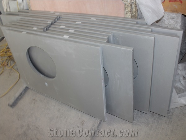 Grey Quartz Bathroom Top Bath Vanity Countertop