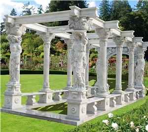 Garden Marble Gazebo with Corridor