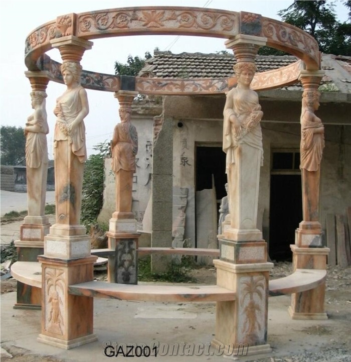 Garden Marble Gazebo with Corridor