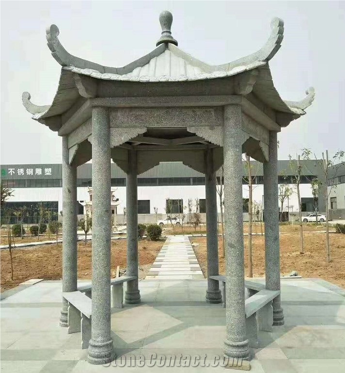 Garden Marble Gazebo with Corridor