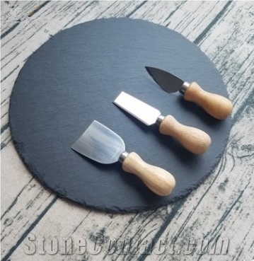 Round Black Slate Cheese Board