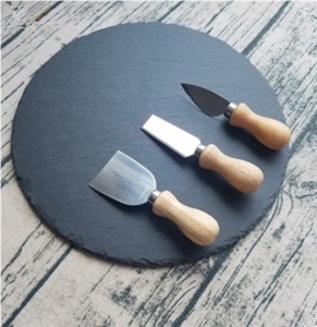 Round Black Slate Cheese Board