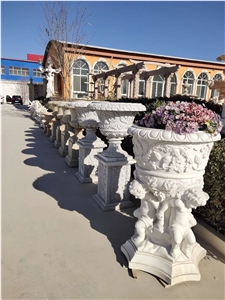 Wholesale Garden Decorative Marble Flowerpot