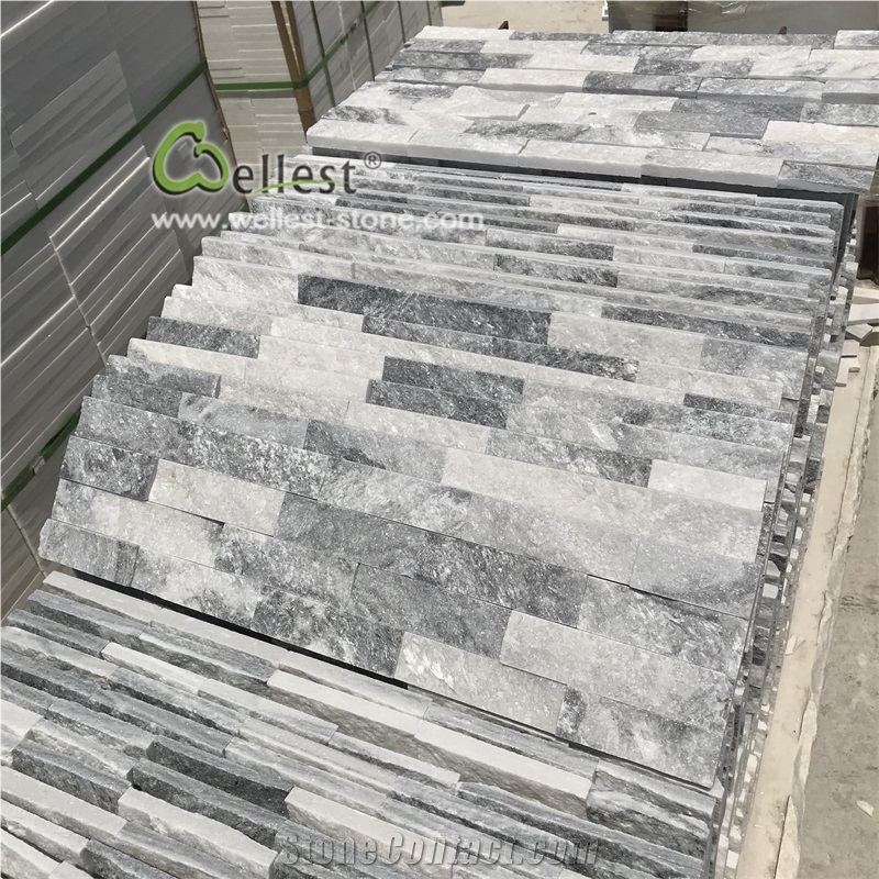 Cloudy Grey Quartzite Thin Stone Veneer