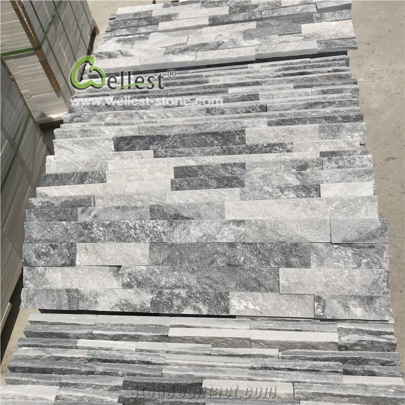 Cloudy Grey Quartzite Thin Stone Veneer
