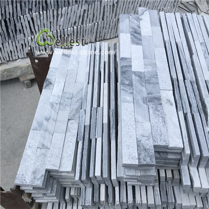 Cloudy Grey Quartzite Thin Stone Veneer