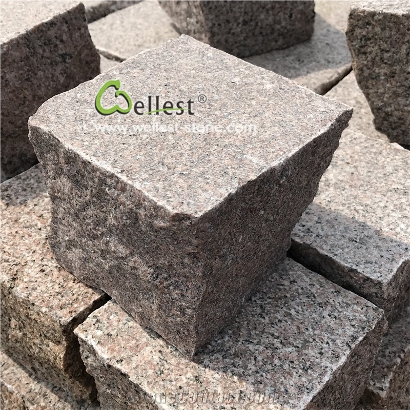 Pink Granite Setts Driveway Paving Stone