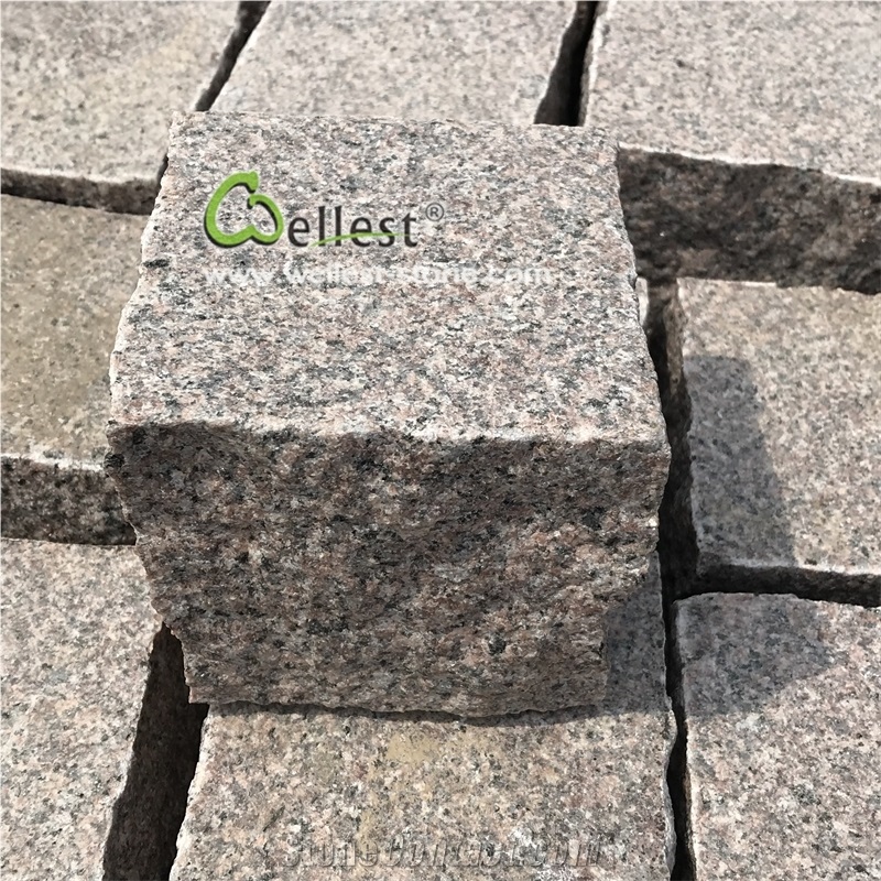 Pink Granite Setts Driveway Paving Stone
