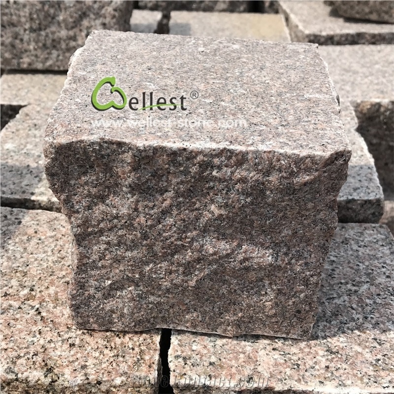 Pink Granite Setts Driveway Paving Stone