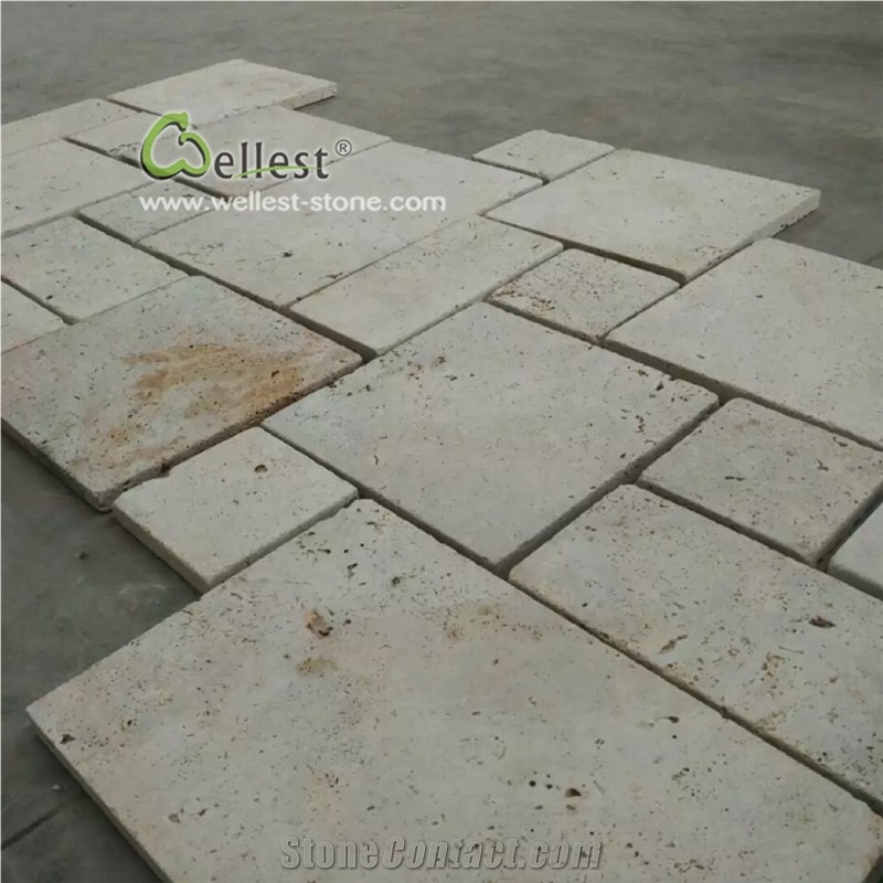 Pool Covering French Pattern Travertine Paver