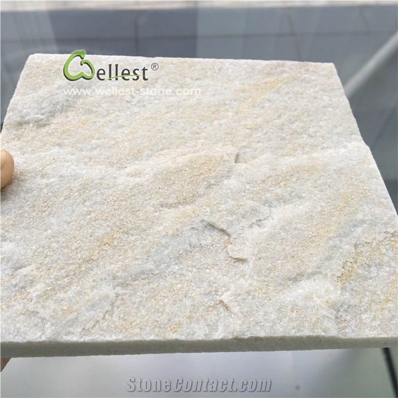 Split Beige Quartzite Wall Cladding Stone Tiles