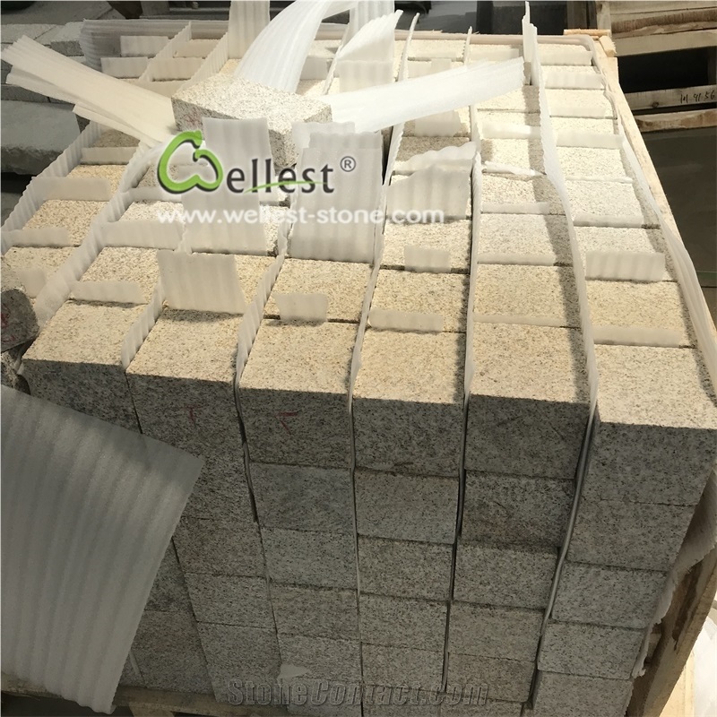 Yellow Beige Bush Hammered Driveway Granite Setts