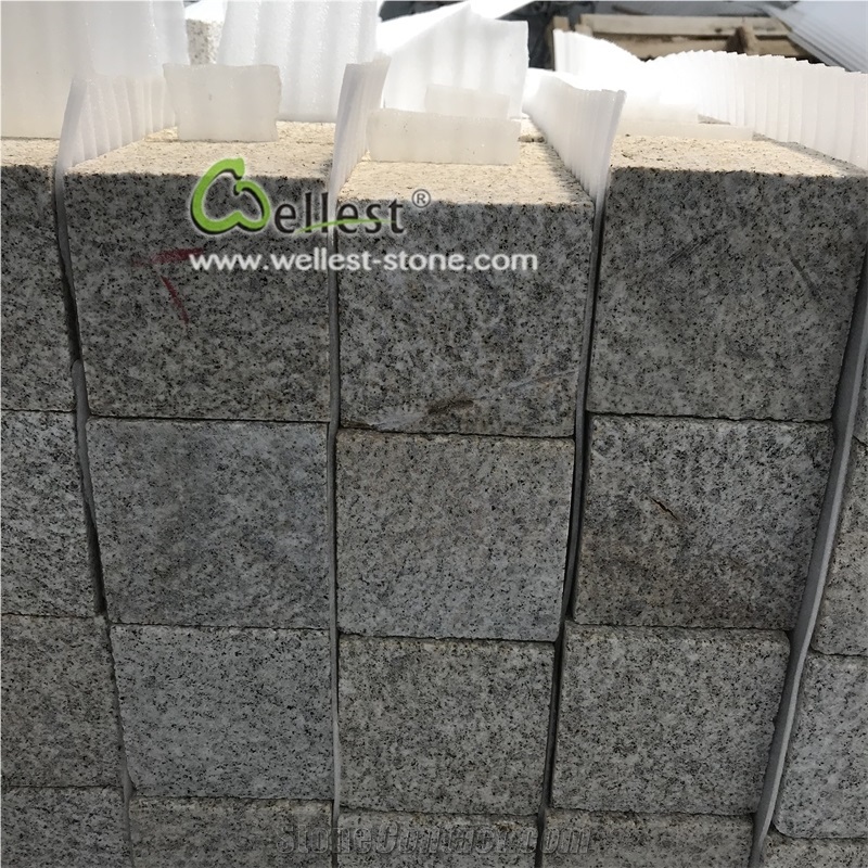 Yellow Beige Bush Hammered Driveway Granite Setts