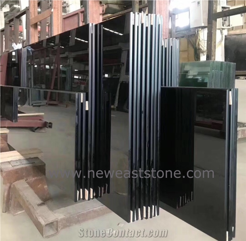 Absolute Black Nano Crystal Glass Stone Slabs Tile