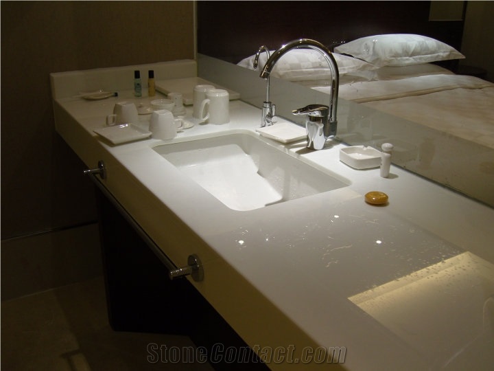 High Gloss Artifical Stone Basin/Pure White