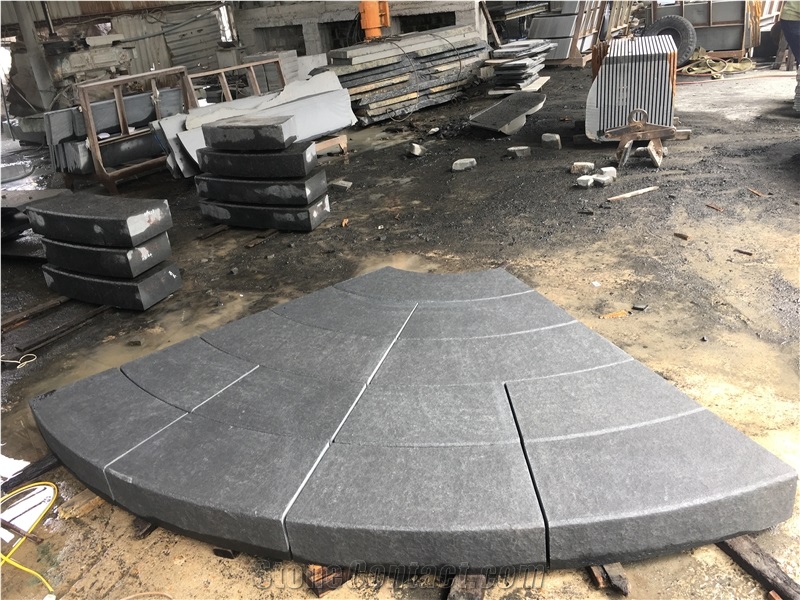 Black Basalt Flamed Block Steps Stairs