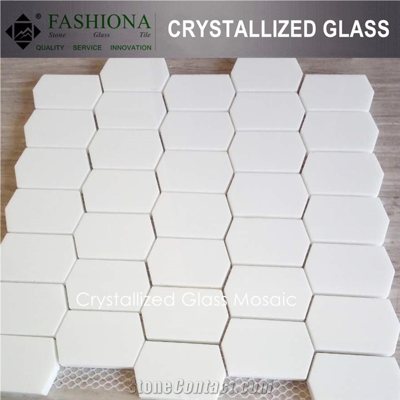 Artificial White Crystal Marble Mosaic,Composite Crystal Mosaic High Gloss & Polished