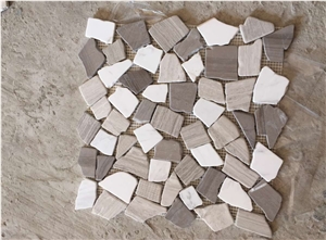Athen Grey Wooden Irregular Shape Crazy Mosaic