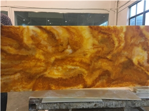 Artificial Yellow Onyx Faux Backlit Wall Panel