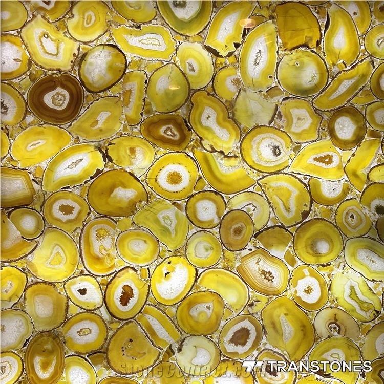 Translucent Agate Semiprecious Stone Wall Panel