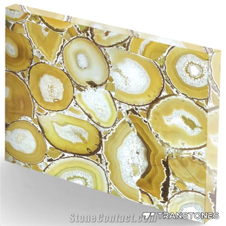 Translucent Agate Semiprecious Stone Wall Panel