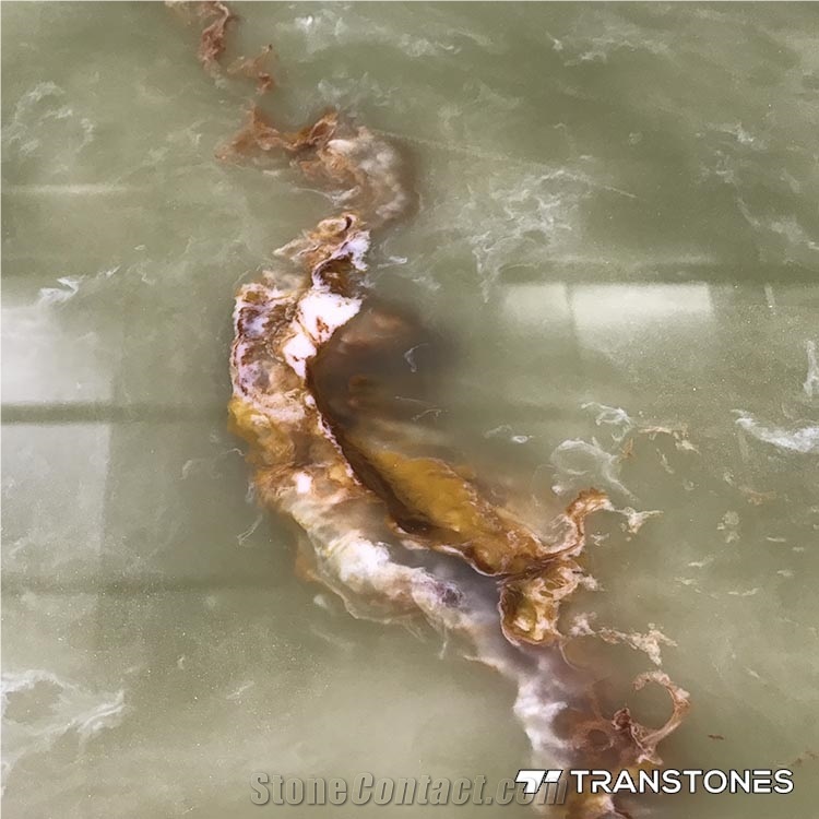 Translucent Green Faux Resin Stone Wall Panel
