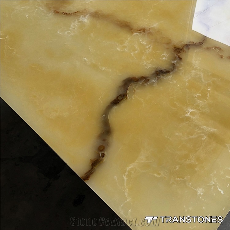 Transparency Faux Onyx Tiles Yellow Wall Panel