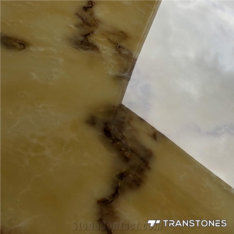 Transparency Faux Onyx Tiles Yellow Wall Panel