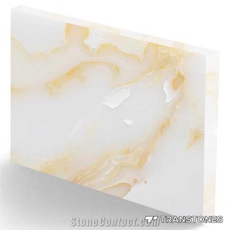 White Faux Stone Panel Polished Slab for Wall Tile