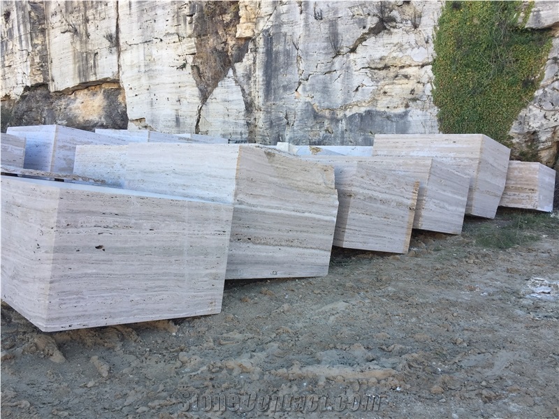 Italy Classic Travertine Block & Silver & White Travertine Block