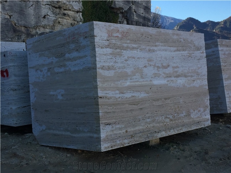 Italy Classic Travertine Block & Silver & White Travertine Block
