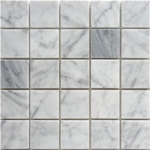 Square Chips White Mosaic Marble Tiles