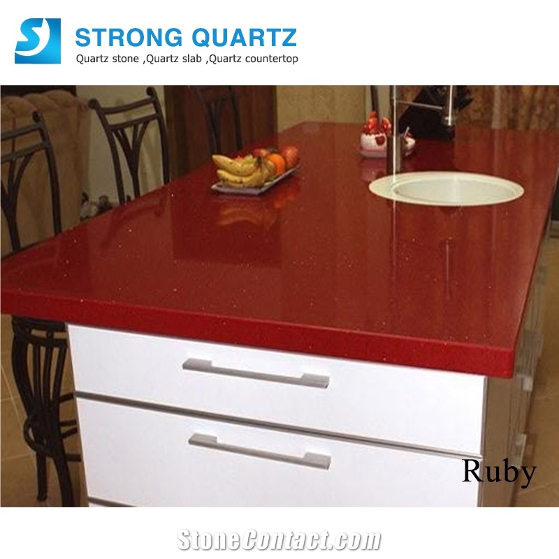 Ruby Red Quartz Stone Sq1004 Kitchen Countertops