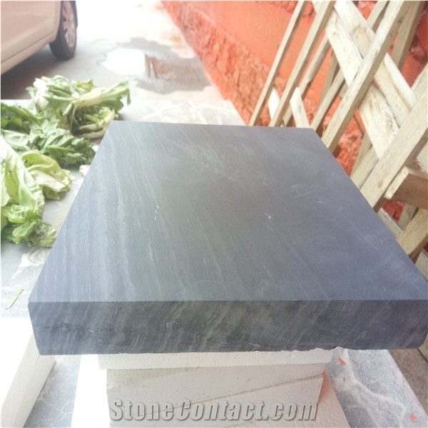 Black Limestone Qingdao Slabs Tiles for Flooring