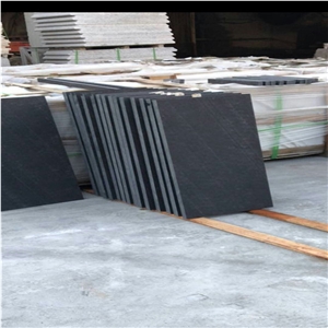 Black Limestone Qingdao Slabs Tiles for Flooring