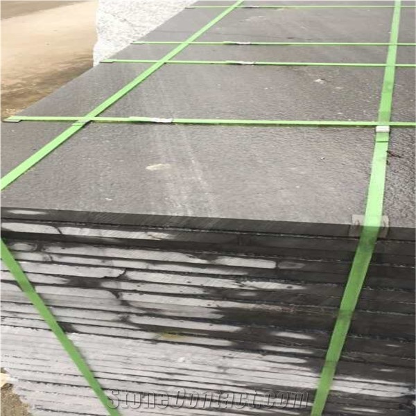 Black Limestone Qingdao Slabs Tiles for Flooring