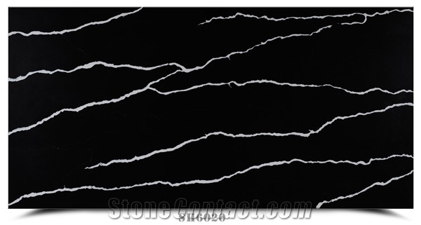 China Polished Black Quartz Artificial Stone Slab