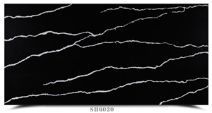 China Polished Black Quartz Artificial Stone Slab