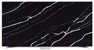 China Polished Black Quartz Artificial Stone Slab