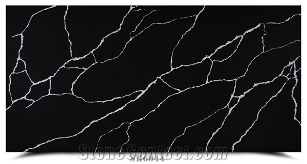China Polished Black Quartz Artificial Stone Slab