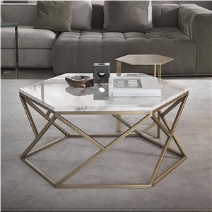 Hexagon Cate Tables Top Polish Calacatta White