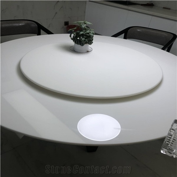 Nano White Crystal Glass Table Top Round Cafe Top